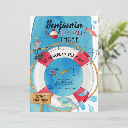 Vissende verjaardag kaart (Staand voorkant)