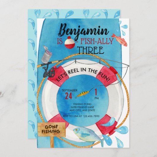 Vissende verjaardag kaart (Voorkant / Achterkant)