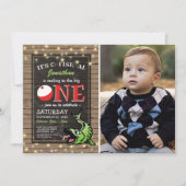 Vissende verjaardag | Rustic The Big One-foto Kaart (Voorkant)