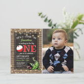 Vissende verjaardag | Rustic The Big One-foto Kaart (Staand voorkant)