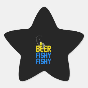 Vissende vissenliefde voor beer Fishy Fisherman Lo Ster Sticker