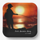 Vissende vrijgezellenfeest Visliefhebber Kleurrijk Papieren Bordje (Voorkant)