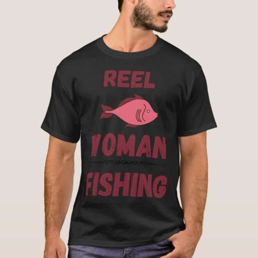 Vissende vrouw haspel t-shirt (Voorkant)