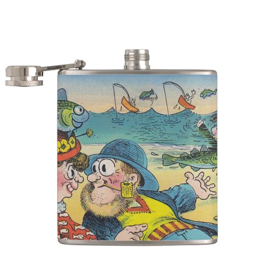  vissenkloon Vist vun Label-langs fles Heupfles (Geopend)