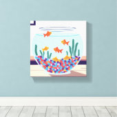 Vissenkom Canvas Afdruk (Insitu (Houten vloer))