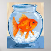 Vissenkom | Goudvis Waterverf Schildering Poster (Voorkant)