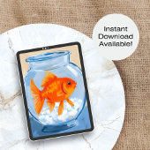 Vissenkom | Goudvis Waterverf Schildering Poster