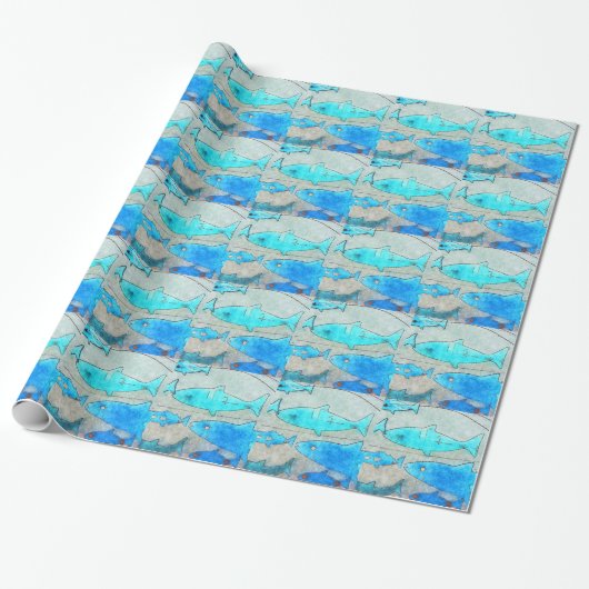 Vissenpakpapier Cadeaupapier (Uitgerold)