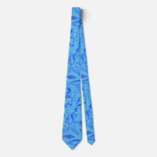 Vissenpatroon blauw 10.b Blauw BG Stropdas