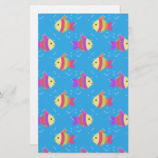 Vissenpatroon zwemmen briefpapier (Voorkant / Achterkant)