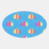 Vissenpatroon zwemmen ovale sticker (Voorkant)