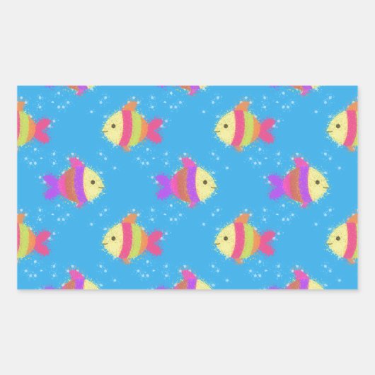 Vissenpatroon zwemmen rechthoekige sticker (Voorkant)