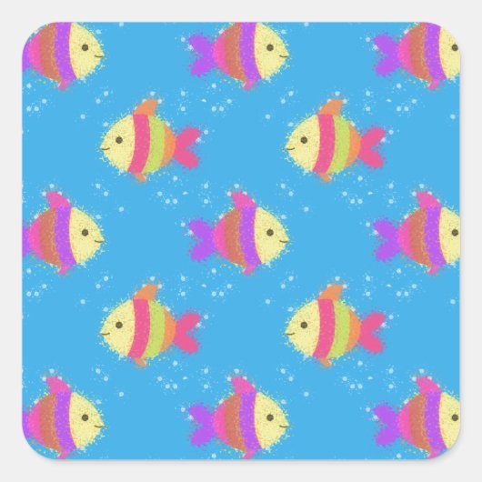 Vissenpatroon zwemmen vierkante sticker (Voorkant)
