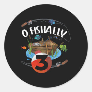 Visser 3e verjaardag visserij 3 jaar oud ronde sticker