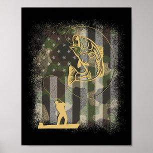 Visser B Vissen Camo Us Vlag 4 juli Patriottisch Poster