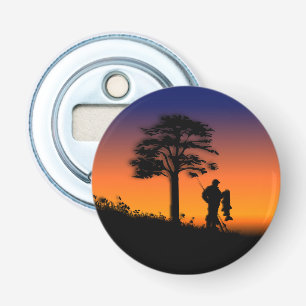 Visser bij schemering button flesopener