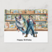 Visser bij viswinkel Happy Birthday Briefkaart (Voorkant)