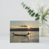 Visser bij zonsondergang briefkaart (Staand voorkant)