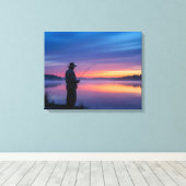 Visser bij zonsondergang canvas afdruk (Insitu (Houten vloer))