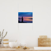 Visser bij zonsondergang poster (Keuken)