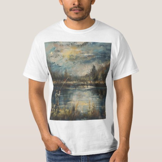 Visser bij zonsondergang t-shirt (Voorkant)