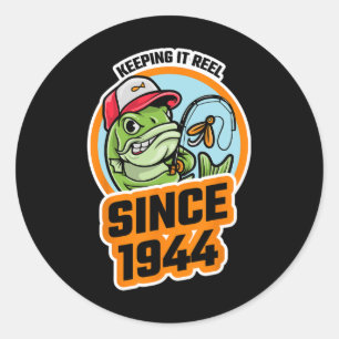 Visser blijven sinds 1944 Visser Vrouw Ronde Sticker