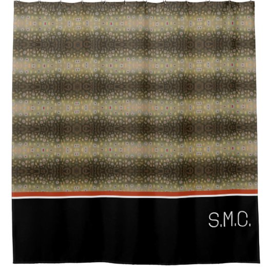 Visser Brookforel Vis Olijf Zwart Wit Roest Douchegordijn (Voorkant)