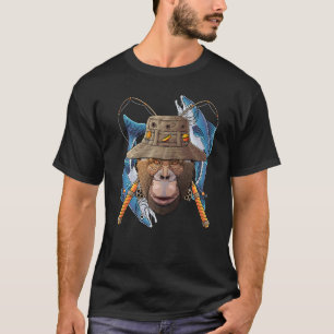 Visser Chimpansee Buiten Visser Dier Schattig F T-shirt