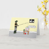 Visser en als vissenkom Verjaardag Kaart (Gele Bloem)