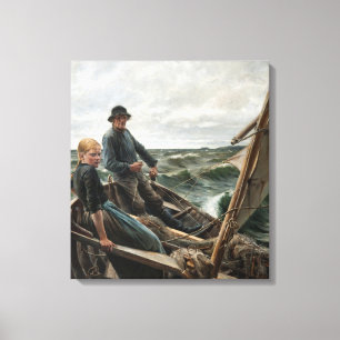 Visser en Dochter in Zee (door Albert Edelfelt) Canvas Afdruk