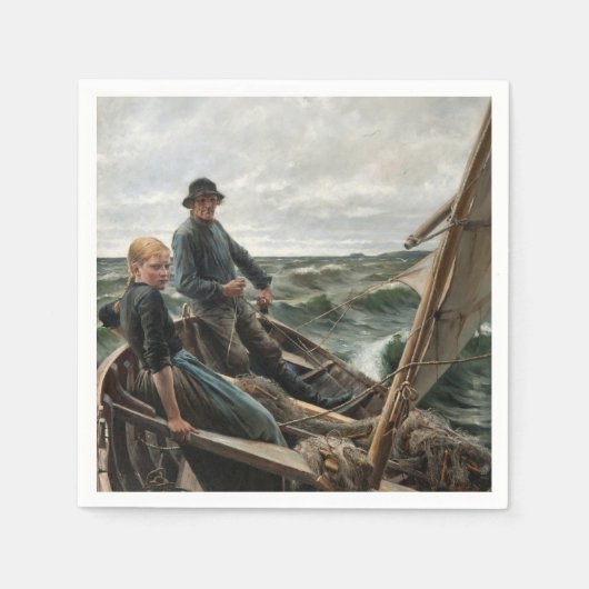 Visser en Dochter in Zee (door Albert Edelfelt) Servet (Voorkant)