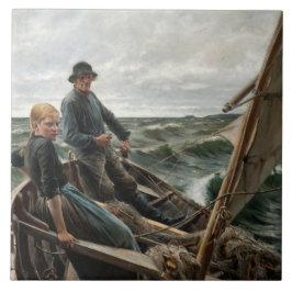 Visser en Dochter in Zee (door Albert Edelfelt) Tegeltje