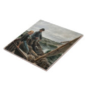 Visser en Dochter in Zee (door Albert Edelfelt) Tegeltje (Zijkant)