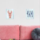 Visser esthetische kust nautische muurkunst sets (Woonkamer)