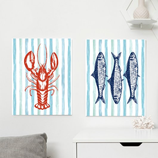 Visser esthetische kust nautische muurkunst sets