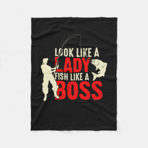 Visser Geschenk Een Dame Vis Zoals Een Baas Fleece Deken