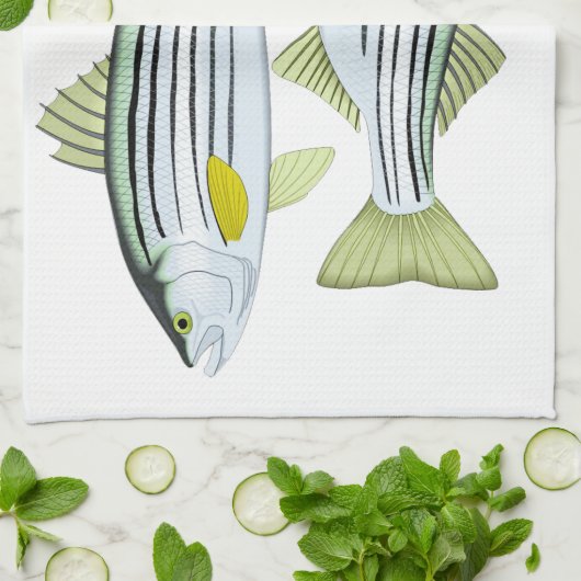 visser gestreepte bas theedoek (Gevouwen)