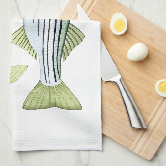 visser gestreepte bas theedoek (Quarter Fold)