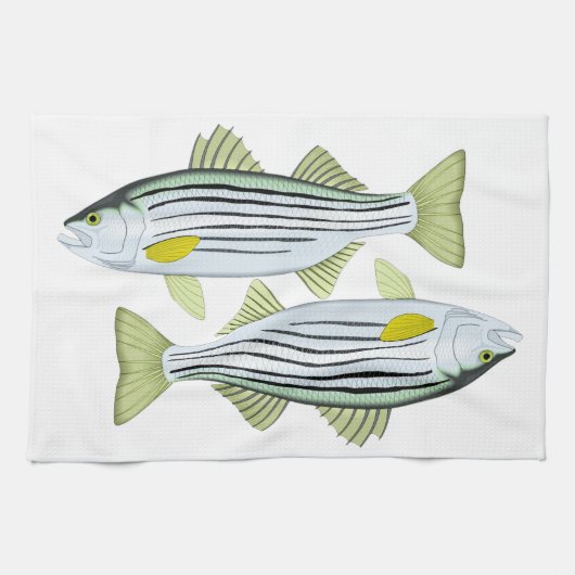 visser gestreepte bas theedoek (Horizontaal)