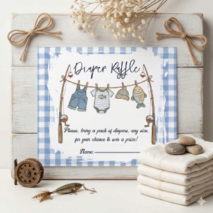 Visser Gingham Waslijn Vis Baby Shower Informatiekaartje