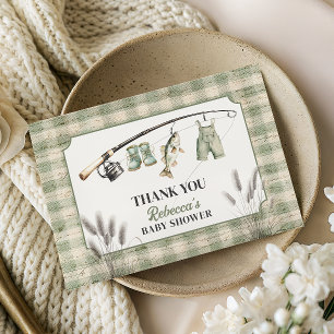 Visser Gingham Waslijn Vissen Baby Shower Bedankkaart