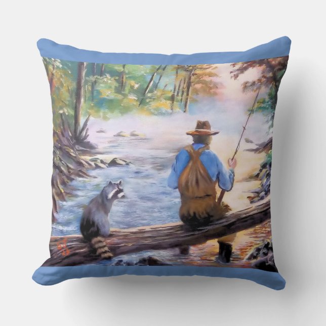 Visser gooit een lijn Sierkussen (Voorkant)