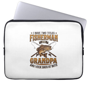 Visser Grootvader Vintage Gravure Vissen T-shirt_ Laptop Sleeve