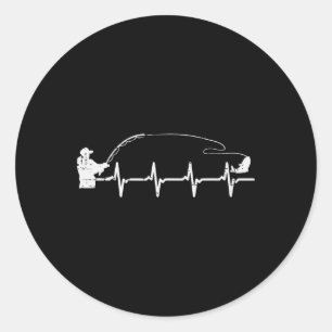 Visser Hartslag Vissen Angler Mannen Jongens Kinde Ronde Sticker