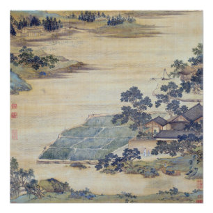Visser Heremiet Qiu Ying oude Chinese schilderij s Perfect Poster