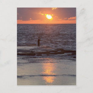 Visser in Byblos bij zonsondergang, Libanon Briefkaart