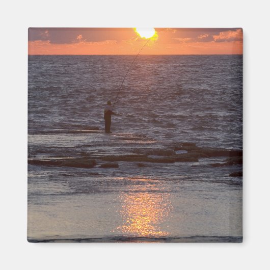 Visser in Byblos bij zonsondergang, Libanon Magneet (Voorkant)