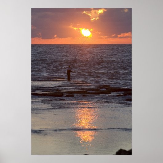 Visser in Byblos bij zonsondergang, Libanon Poster (Voorkant)