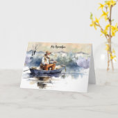Visser in een boot Vaderdag Kaart (Gele Bloem)