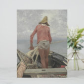 Visser in zijn boot (door Vincenzo Caprile) Kaart (Staand voorkant)